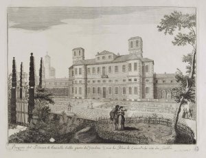 Prospetto del palazzo di Cinisello dalla parte del giardino- stampe storiche di M.dal re- 