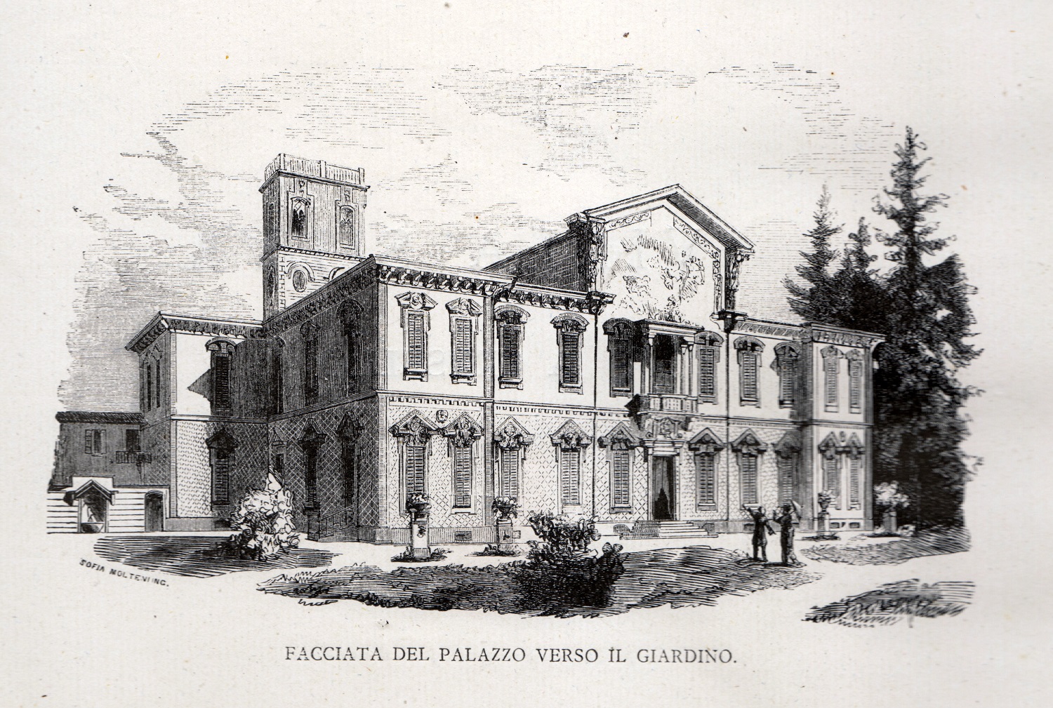 Facciata del palazzo verso il giardino - stampe storiche -