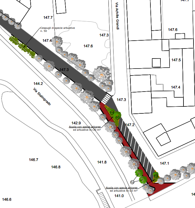 Prima ipotesi progettuale - Via Stalingrado