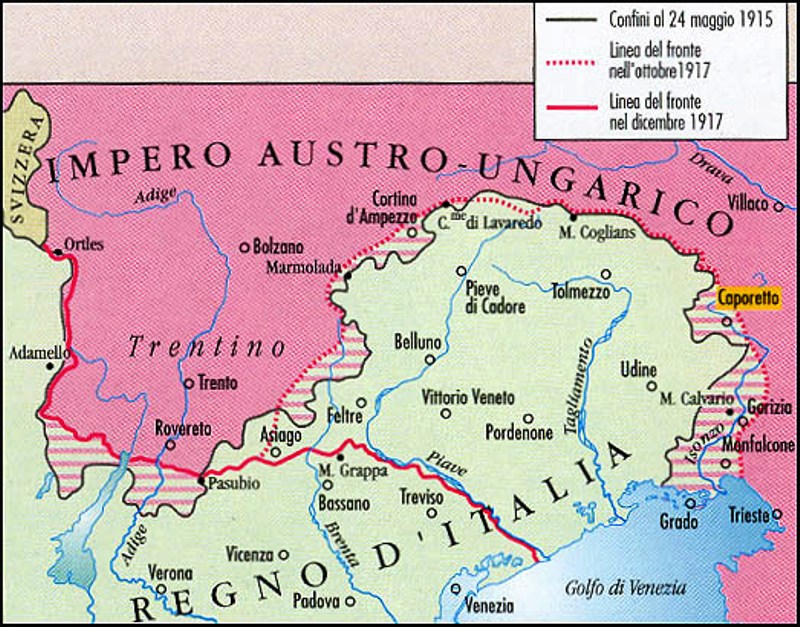 Risultati immagini per linea del fronte grande guerra italia austria